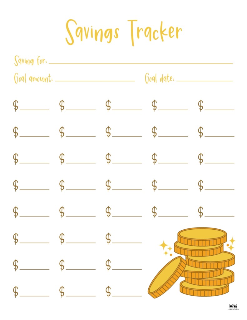 Savings Trackers 27 FREE Printables Printabulls