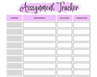 Semester Assignment Planner Etsy