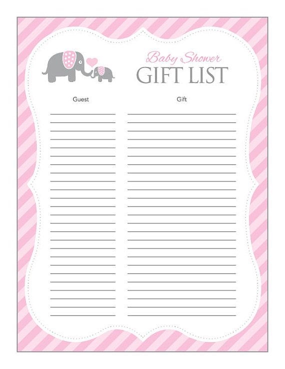 Shower Gift List Free Printable Baby Shower Gift List Template 