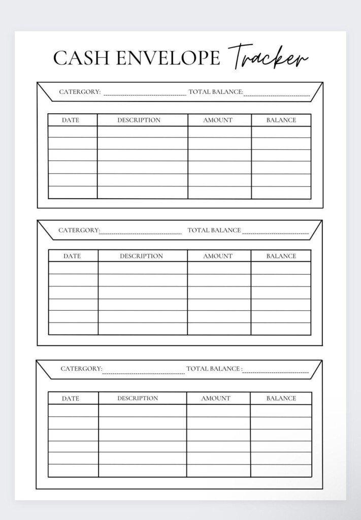 Simple Cash Envelope Tracker Cash Envelope Printable Budget Tracker 