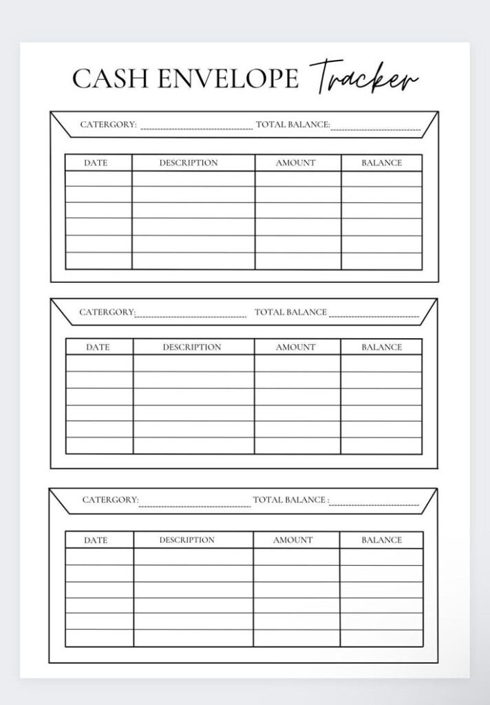 Simple Cash Envelope Tracker Cash Envelope Printable Budget Tracker 