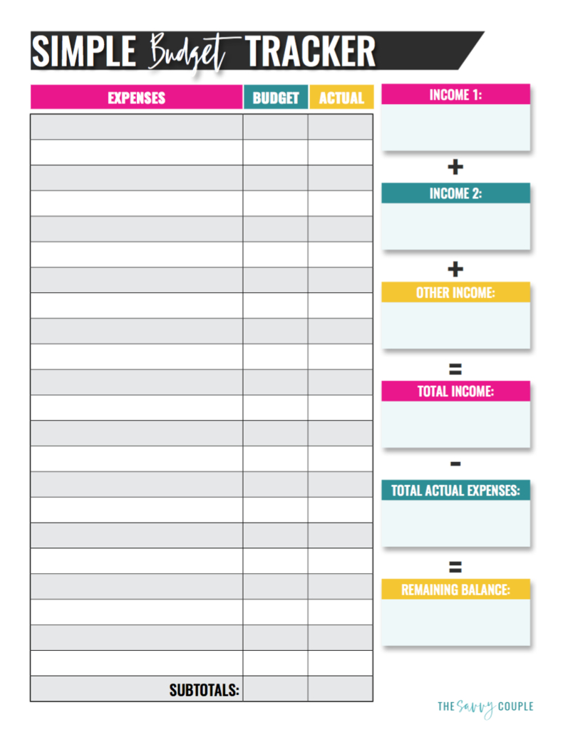 Simple Monthly Budget Tracker Printable Digital Printables 