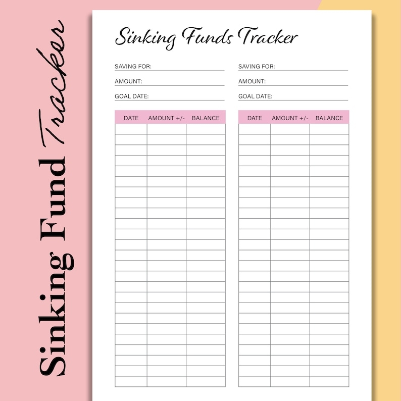 Sinking Funds Tracker Free Printable Printable Word Searches