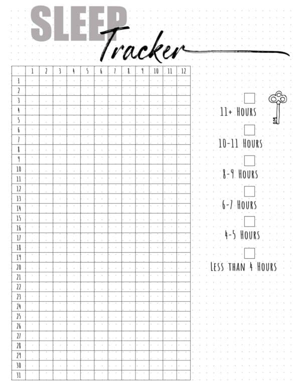 Sleep Tracker Bullet Journal Free Customizable Printable