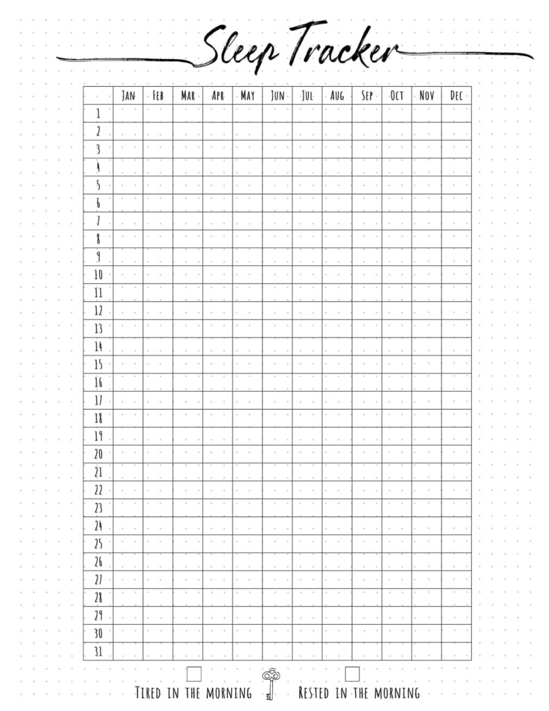 Sleep Tracker Bullet Journal Free Customizable Printable