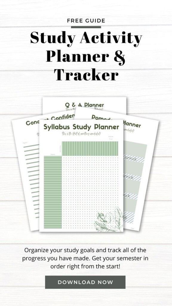 Study Activity Planner And Tracker Study Planner Syllabus Study