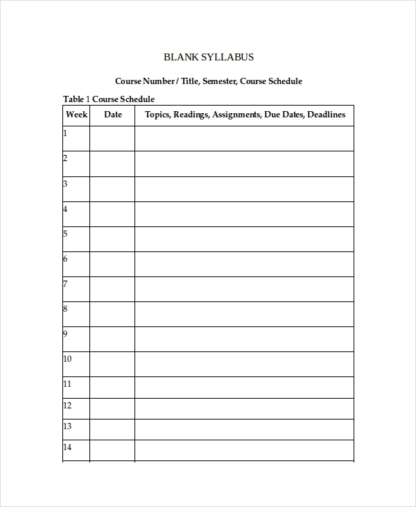 Syllabus Template 11 Word Documents Download