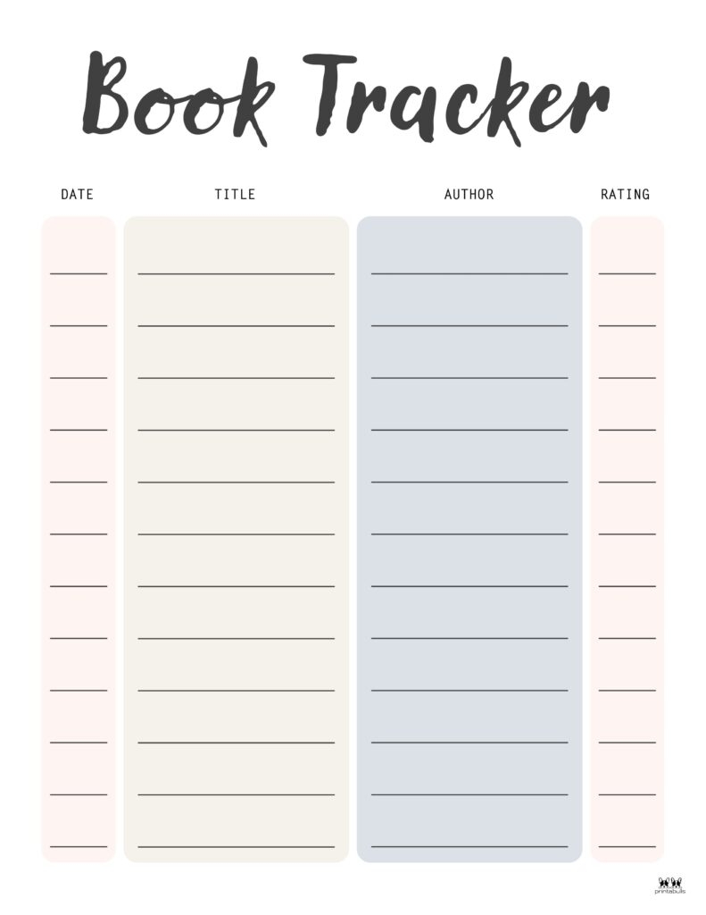 Template Book Tracker Printable Printable Free Templates