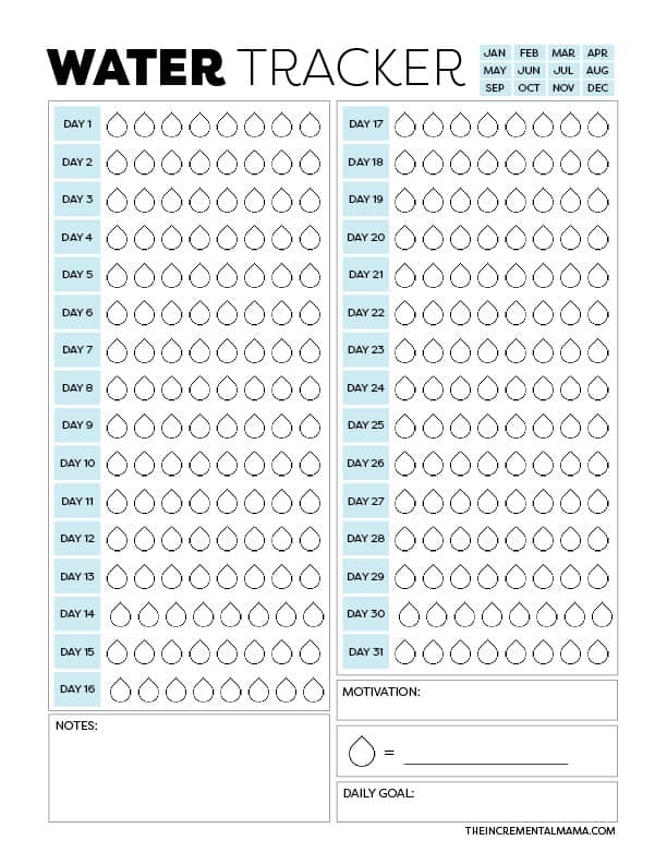 The Best 8 Free Monthly Water Tracker Printable PDFS