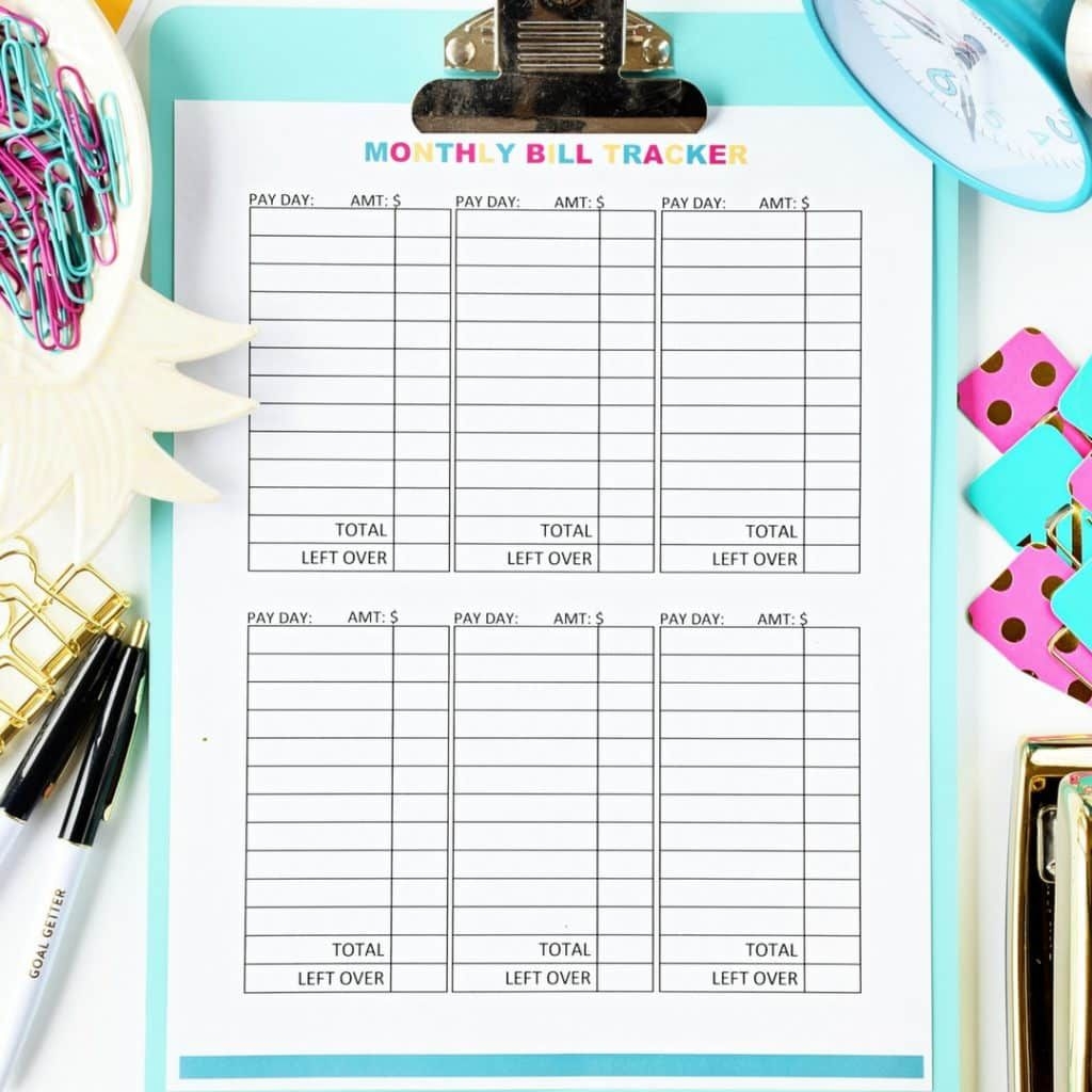 The Budget Mom Shop Budget Mom Monthly Budget Bill Tracker