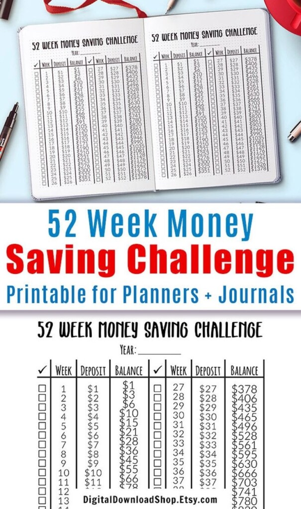 The Printable 52 Week Money Saving Challenge For Planners And 