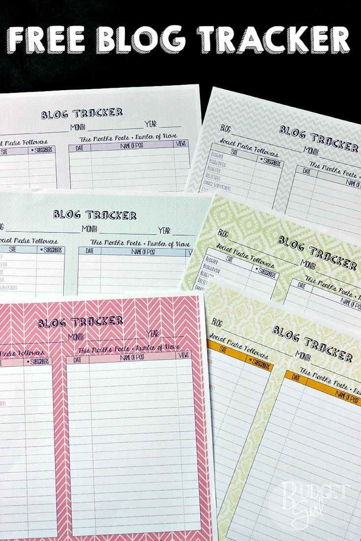 This Free Printable Blog Tracker Comes In 6 Different Colors And