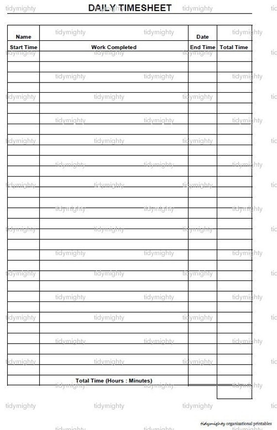 Time Tracker Printable