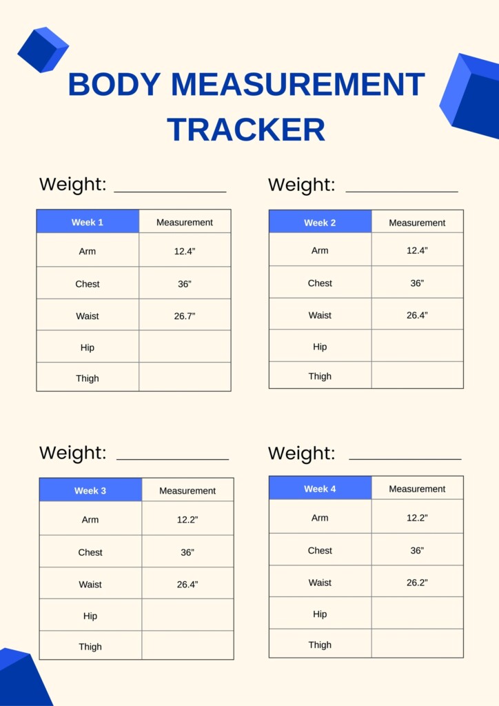Track Your Progress With A Free Body Measurement Tracker Printable 