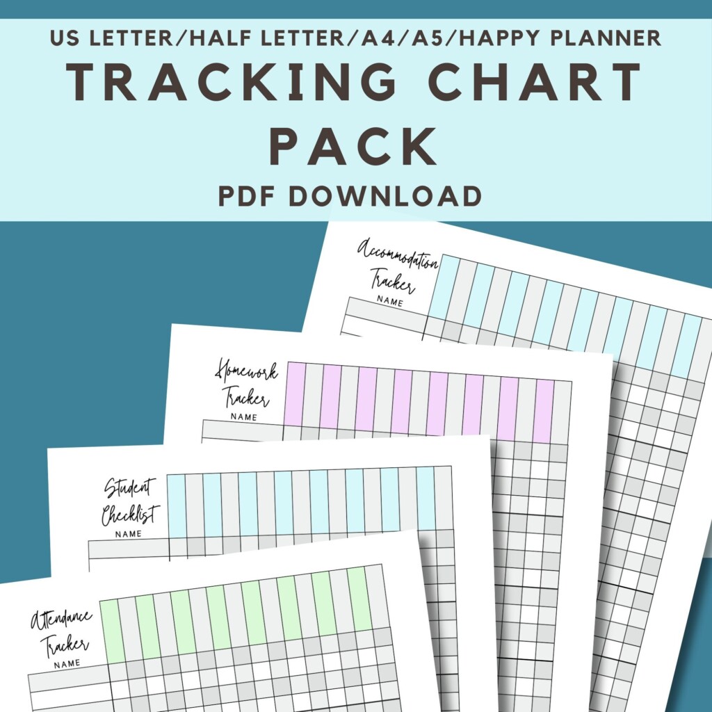 Tracking Chart Pages Printable Teacher Trackers Gradebook PDF 