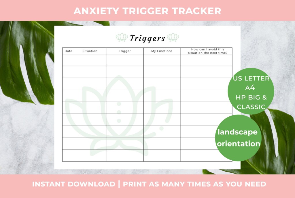 Trigger Tracker Mental Health Trigger Tracker Anxiety Etsy UK