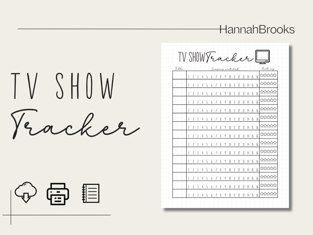 TV Show Tracker Printable Bullet Journal TV Show Tracker Etsy