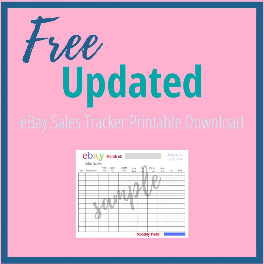 Updated Monthly EBay Sales Tracker Printable Crystal Carder