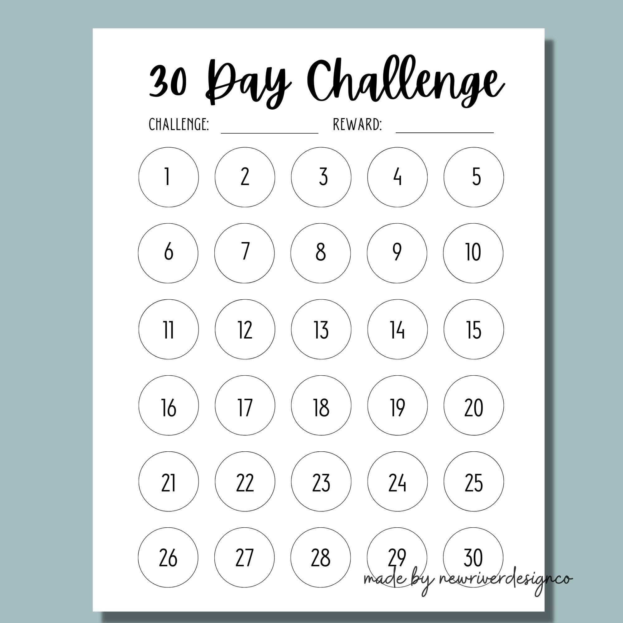 Use This Printable 30 day Challenge Tracker To Keep Up With A New