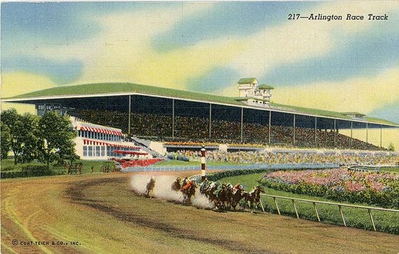 Vintage Postcard Of The Arlington Race Track In Arlington Heights Near 