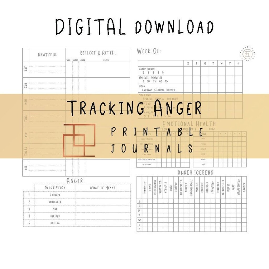 Weekly Anger Tracker Printable Journal Single Person Use Etsy