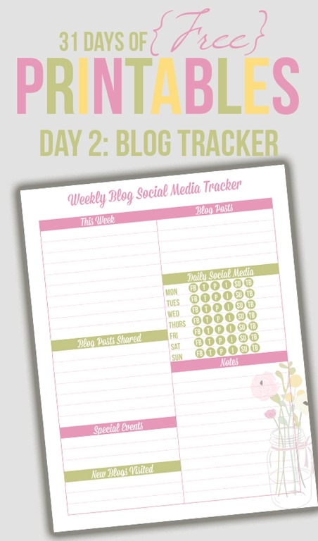 Weekly Blog Tracker Printable Day 2 Get Organized HQ