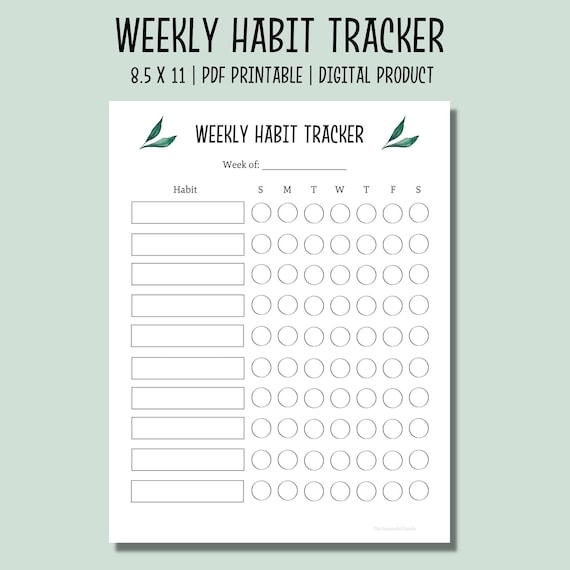 Weekly Habit Tracker Printable Habit Tracker Chart Daily Etsy