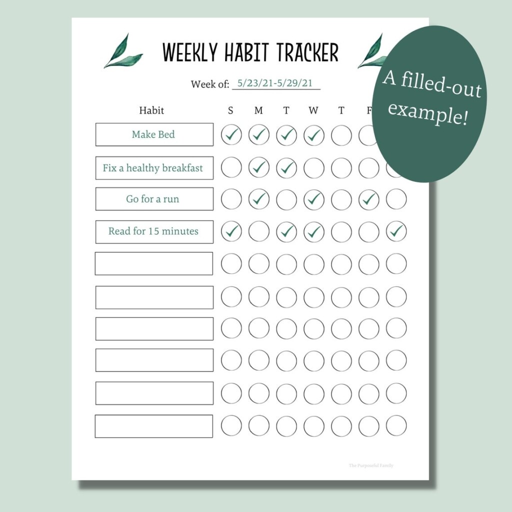 Weekly Habit Tracker Printable Habit Tracker Chart Daily Habit 