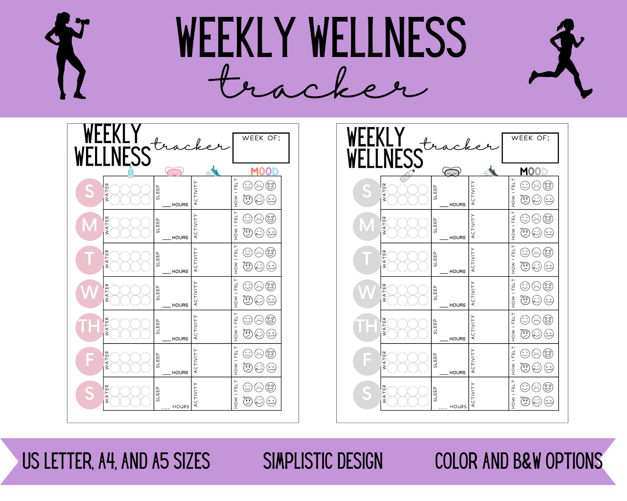 Weekly Wellness Tracker Printable Health And Wellness Self care