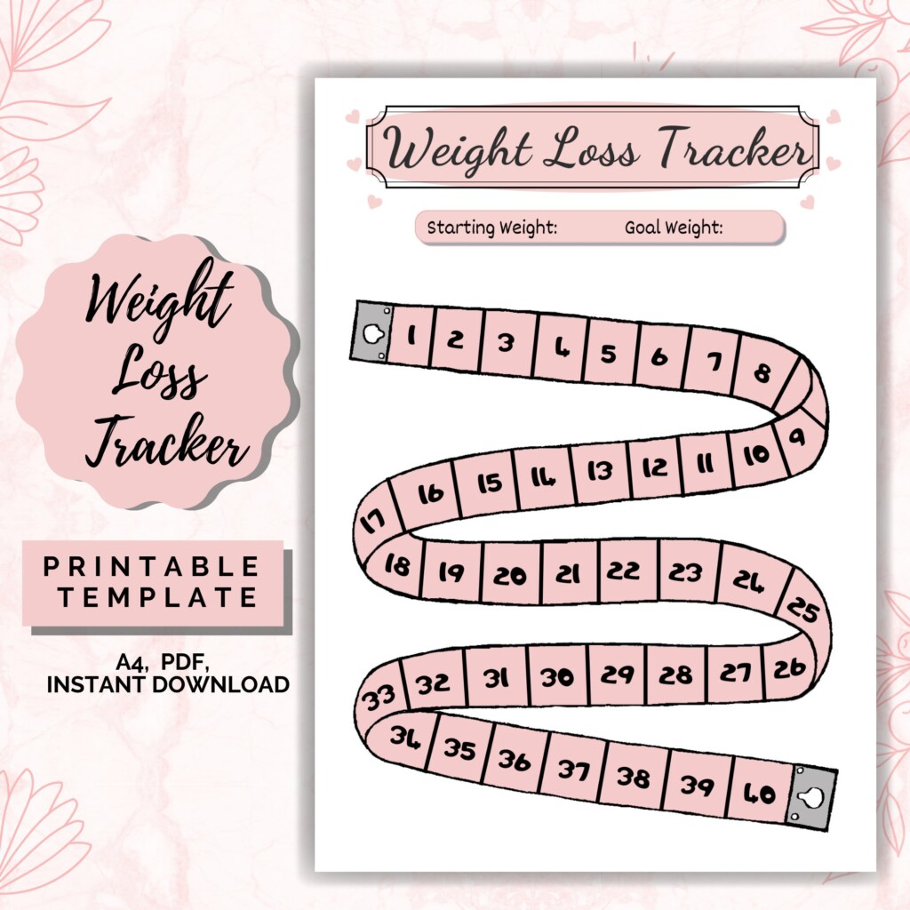 Weight Loss Tracker 40 Lb kg Motivational Chart Weight Loss Chart 
