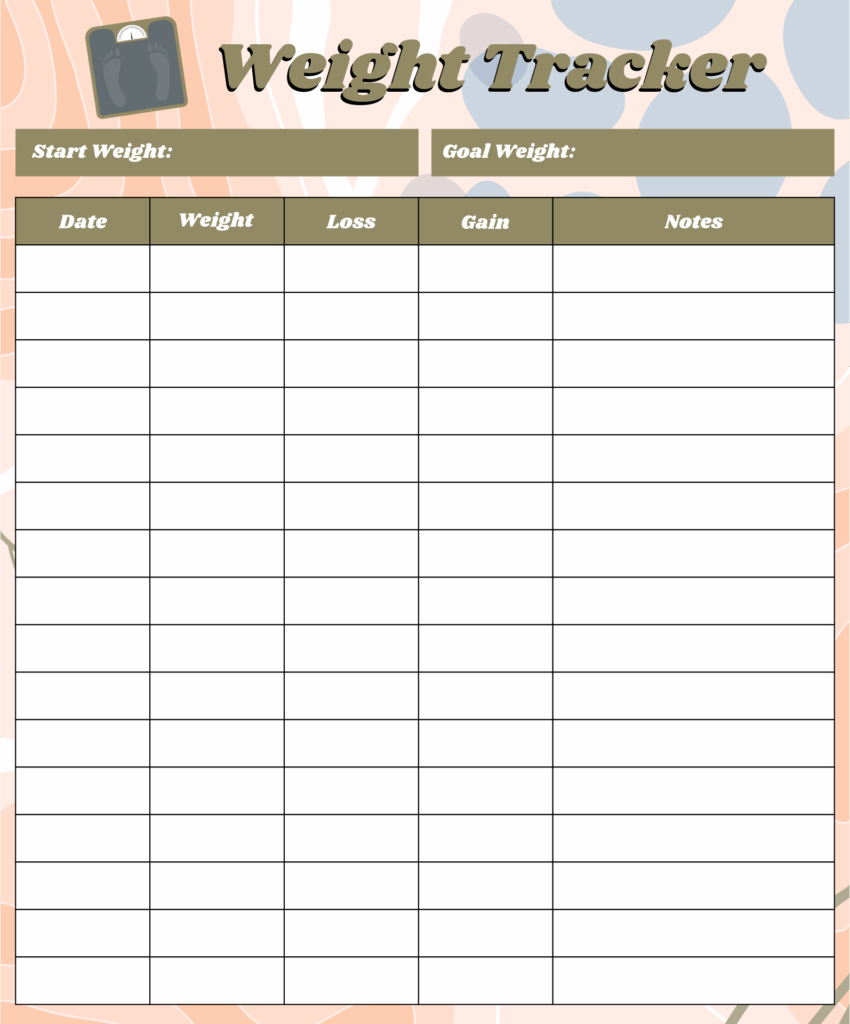 Weight Tracker 10 Free PDF Printables Printablee