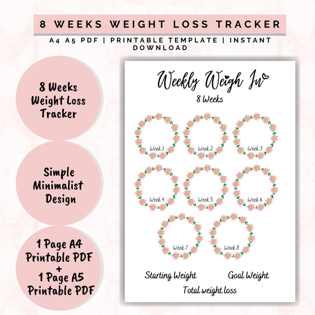 Weight Tracker 8 Weeks Weight Loss Chart Motivational Chart Etsy UK