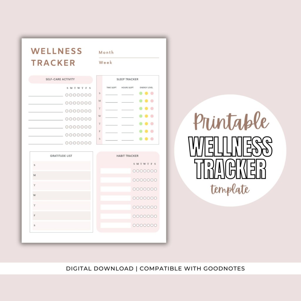 Wellness Tracker Template For Goodnotes Printable Health Tracker Self 