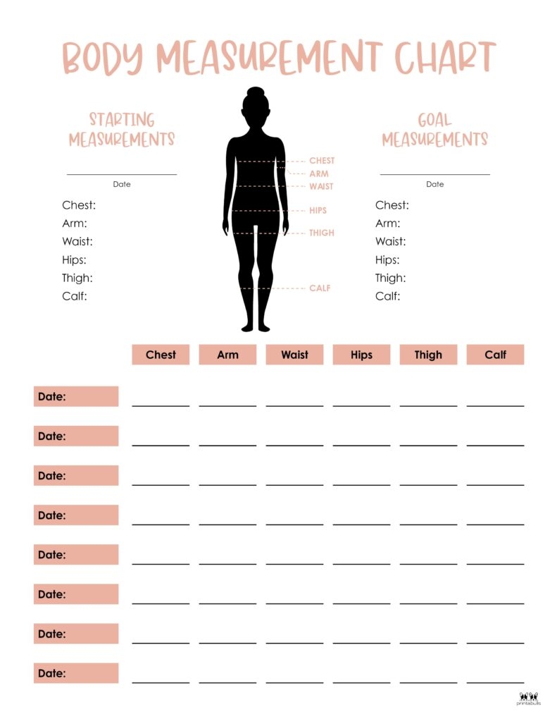 Womens Printable Body Measurement Chart