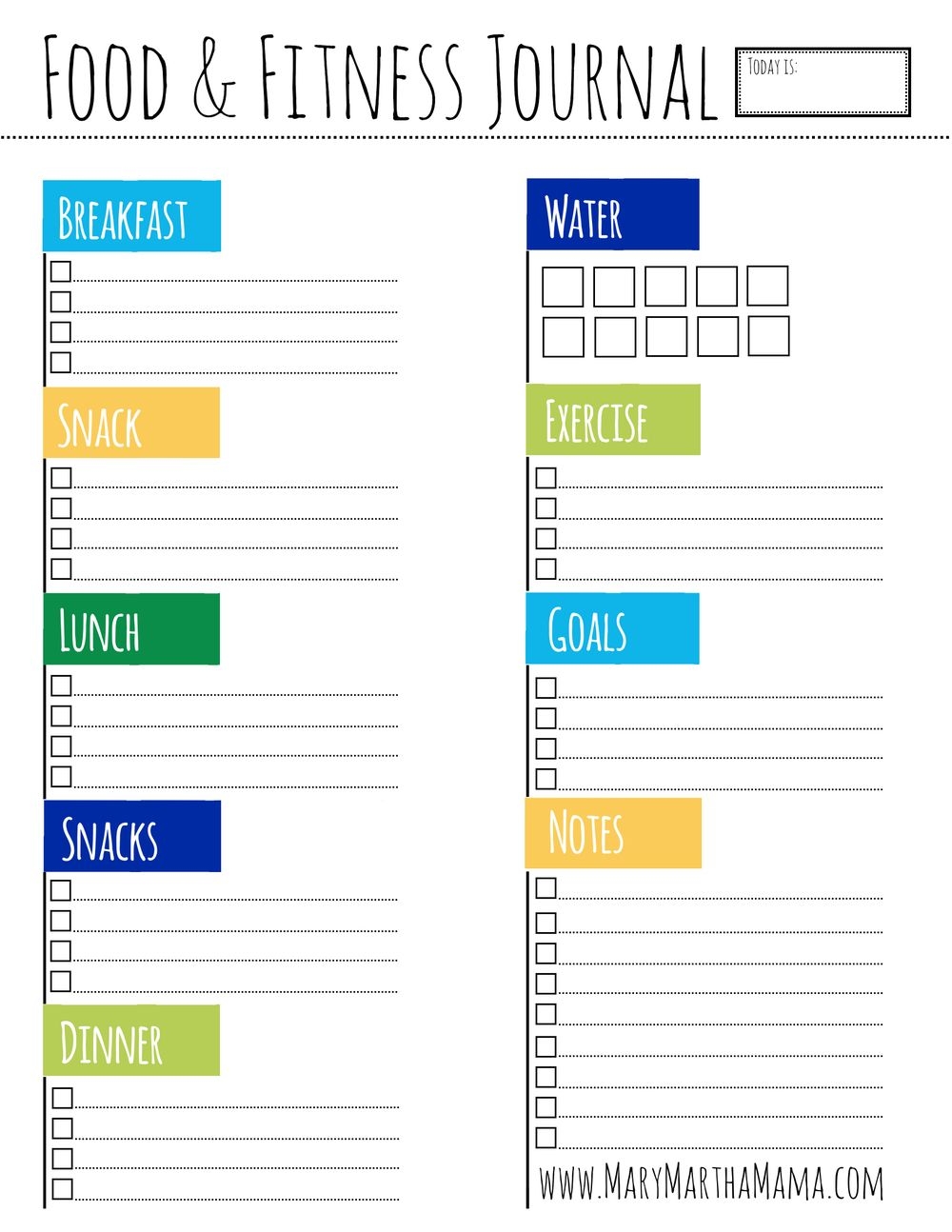Workout And Food Log Printable