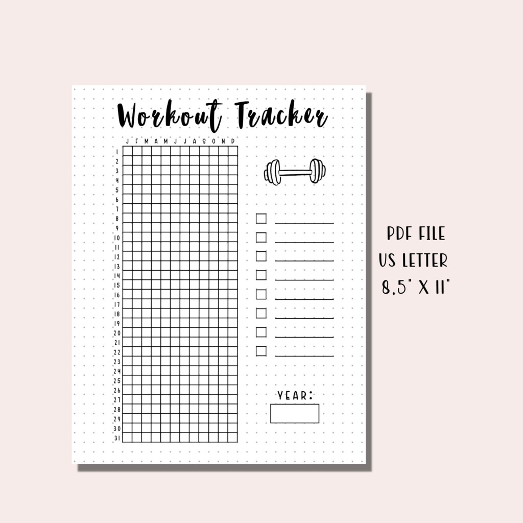 Workout Tracker Printable Bullet Journal Fitness Tracker Daily 