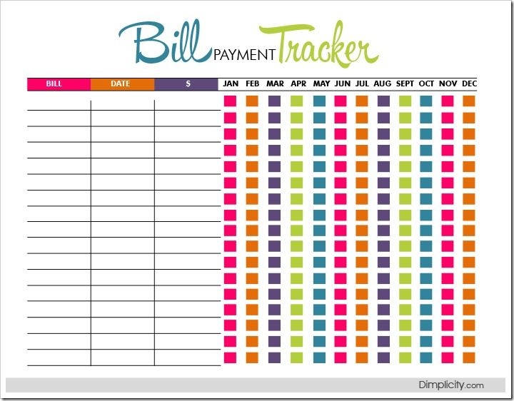 Yearly Bill Tracker Printable