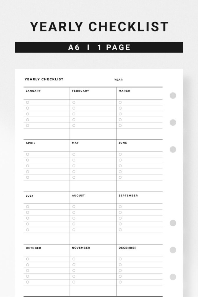 Yearly Checklist A6