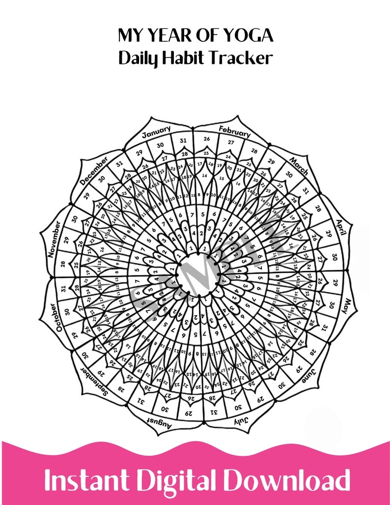 Yoga Tracker 365 Days Of Yoga Habit Tracker Printable Yoga Etsy Australia