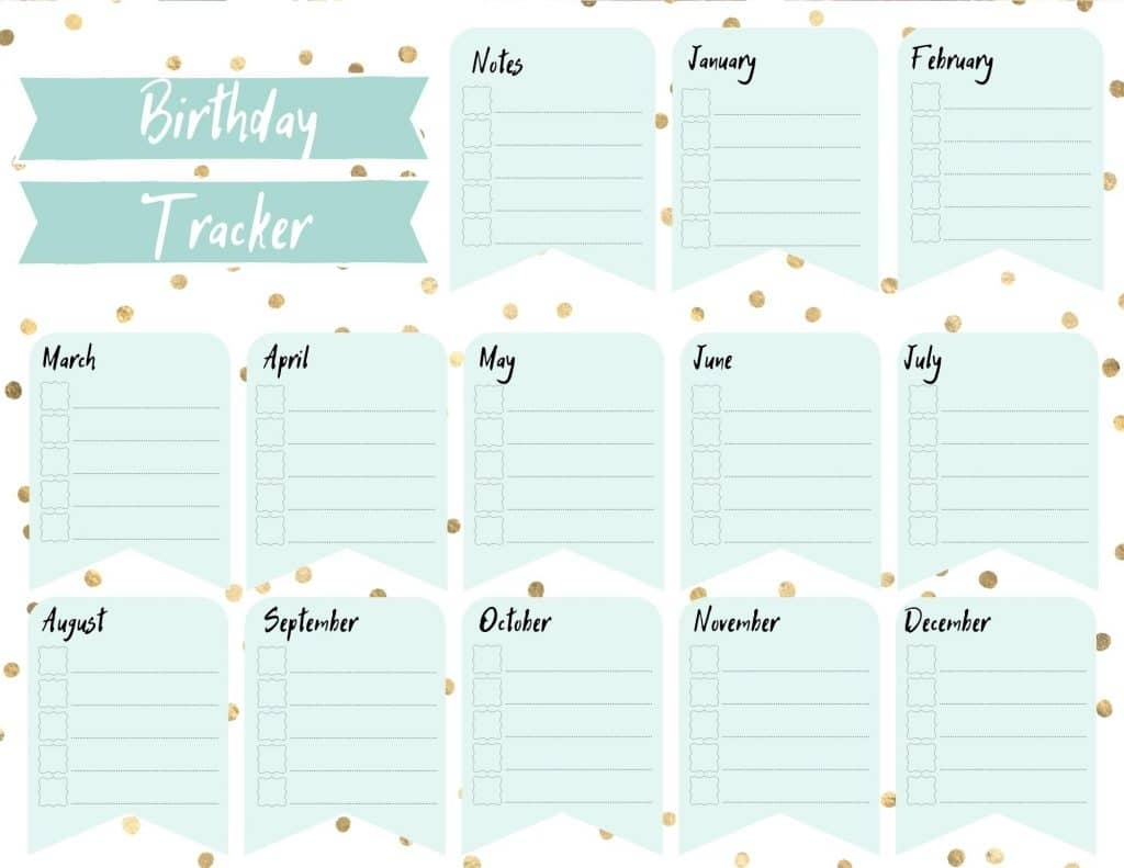 4 FREE Printable Birthday Trackers My Printable Home