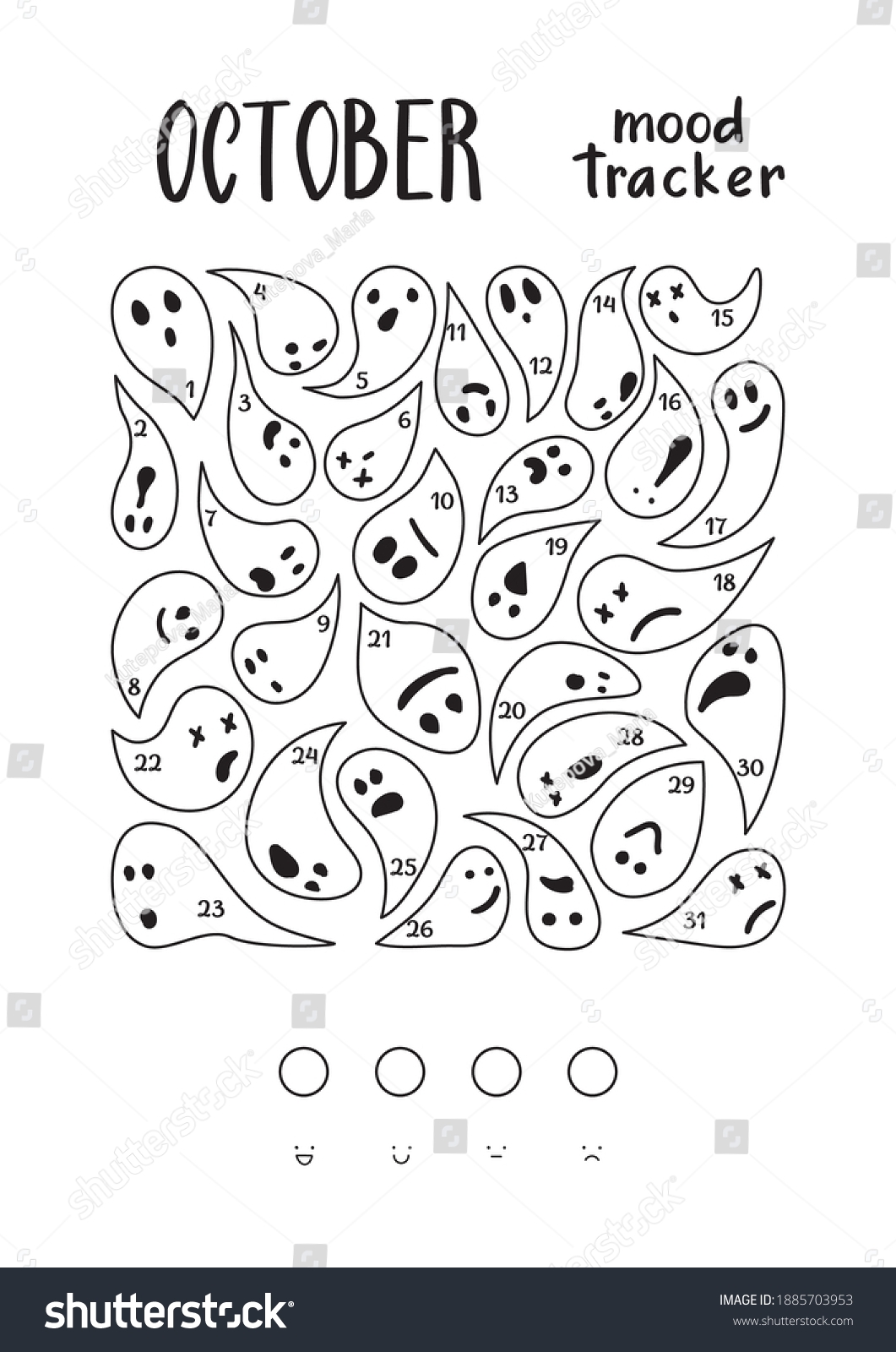 A4 Print Mood Tracker October Cute Stock Vector Royalty Free 1885703953 Shutterstock