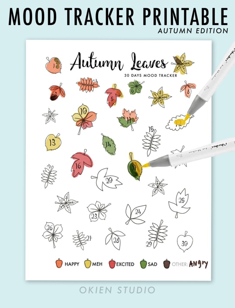 Autumn Leaves Mood Tracker Printable Tracker Digital Planner Goodnotes Tracker Goodnotes Planner Daily Tracker Printable Printable Etsy