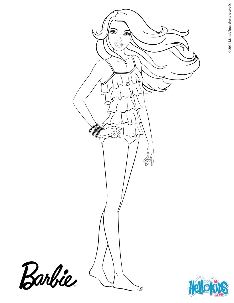 Barbie s Fashion Swimsuit Coloring Pages Hellokids
