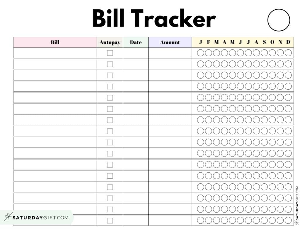 Bill Organizer Template 39 Cute Free Printable Bill Trackers