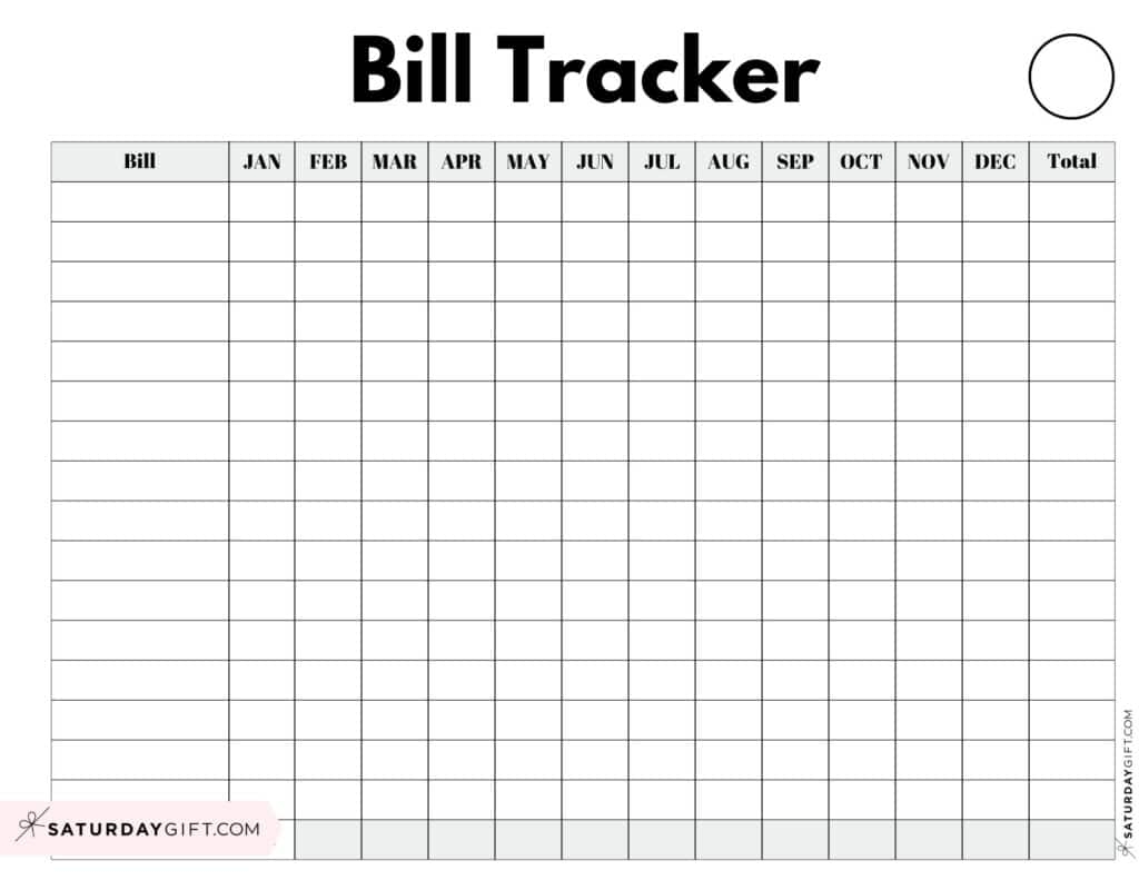 Bill Organizer Template 39 Cute Free Printable Bill Trackers
