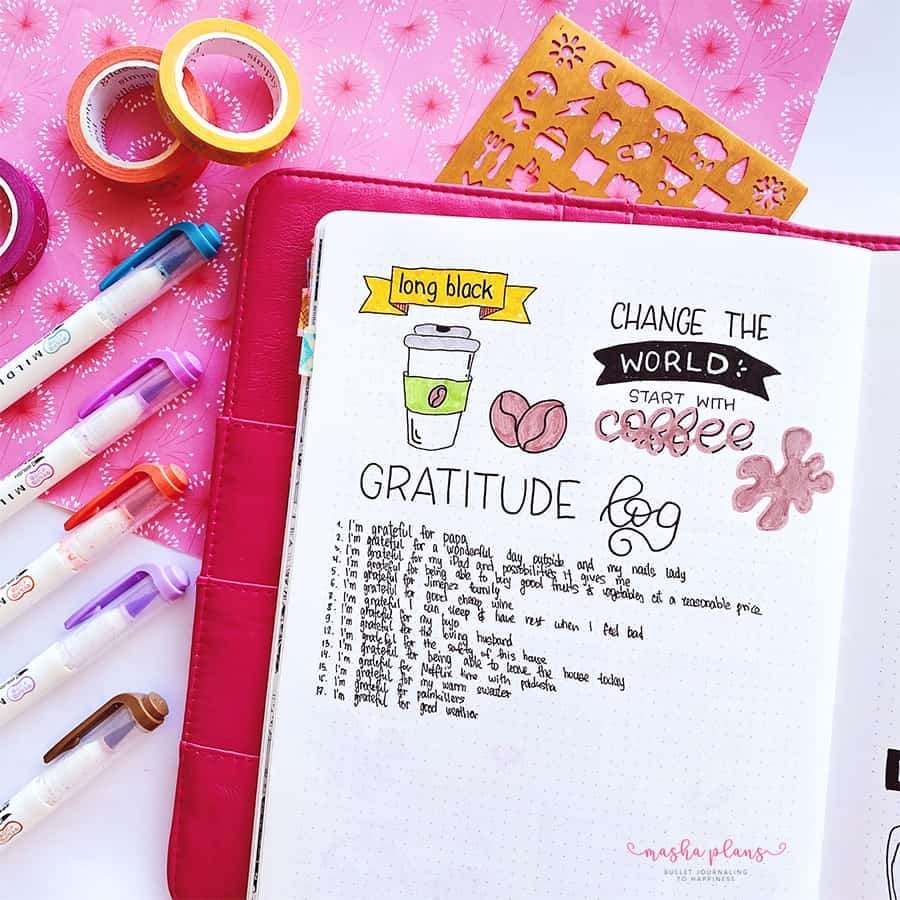 Bullet Journal Gratitude Log For Happiness In Your Life