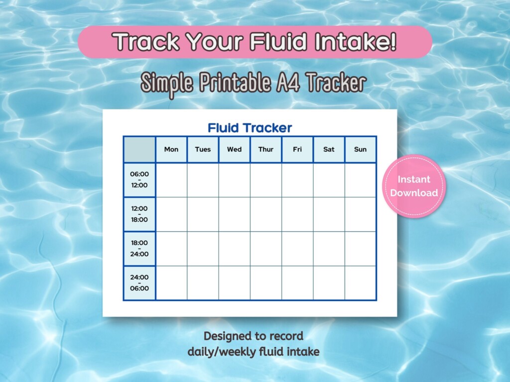 Buy Simple Weekly Fluid Intake Tracker Instant Printable Download A4 PDF Ideal For Carers Patients Or Healthy Conscious Monitor Your Goals Online In India Etsy