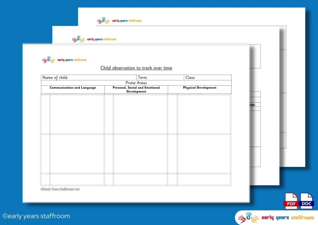 Child Observation Template To Track Over Time Early Years Staffroom