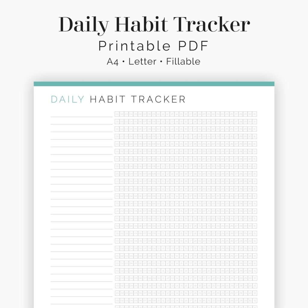 Daily Habit Tracker Fillable Printable PDF Journaling New Year Resolution Goal Tracker Home Management Instant Download Etsy