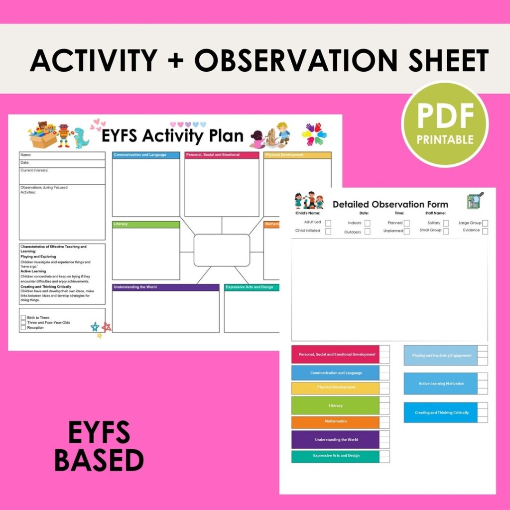 Day Care Planning Sheets EYFS Observation Childminder Forms Daycare Printable EYFS Planner Nursery Forms Assessment Check Etsy